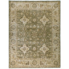 Tappeto tradizionale di lusso Yezd Khaki & Gold 12X24 annodato a mano