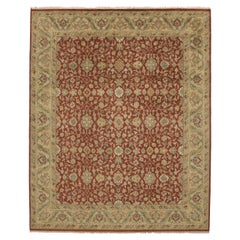 Luxuriöser traditioneller handgeknüpfter Yezd-Teppich Rot & Light Gold 12x15