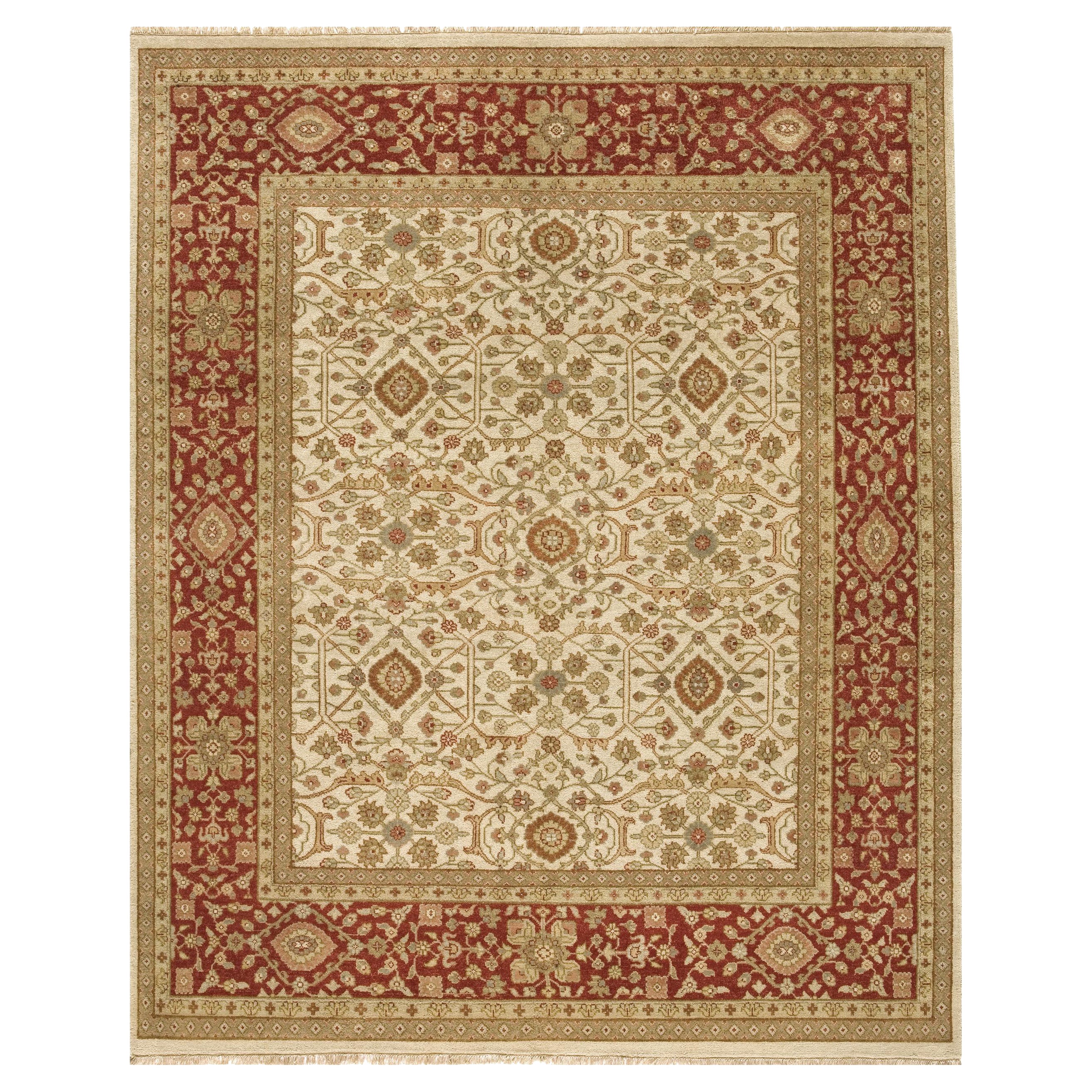 Lujosa Alfombra Tradicional Anudada a Mano Ziegler Marfil y Ladrillo 11x19