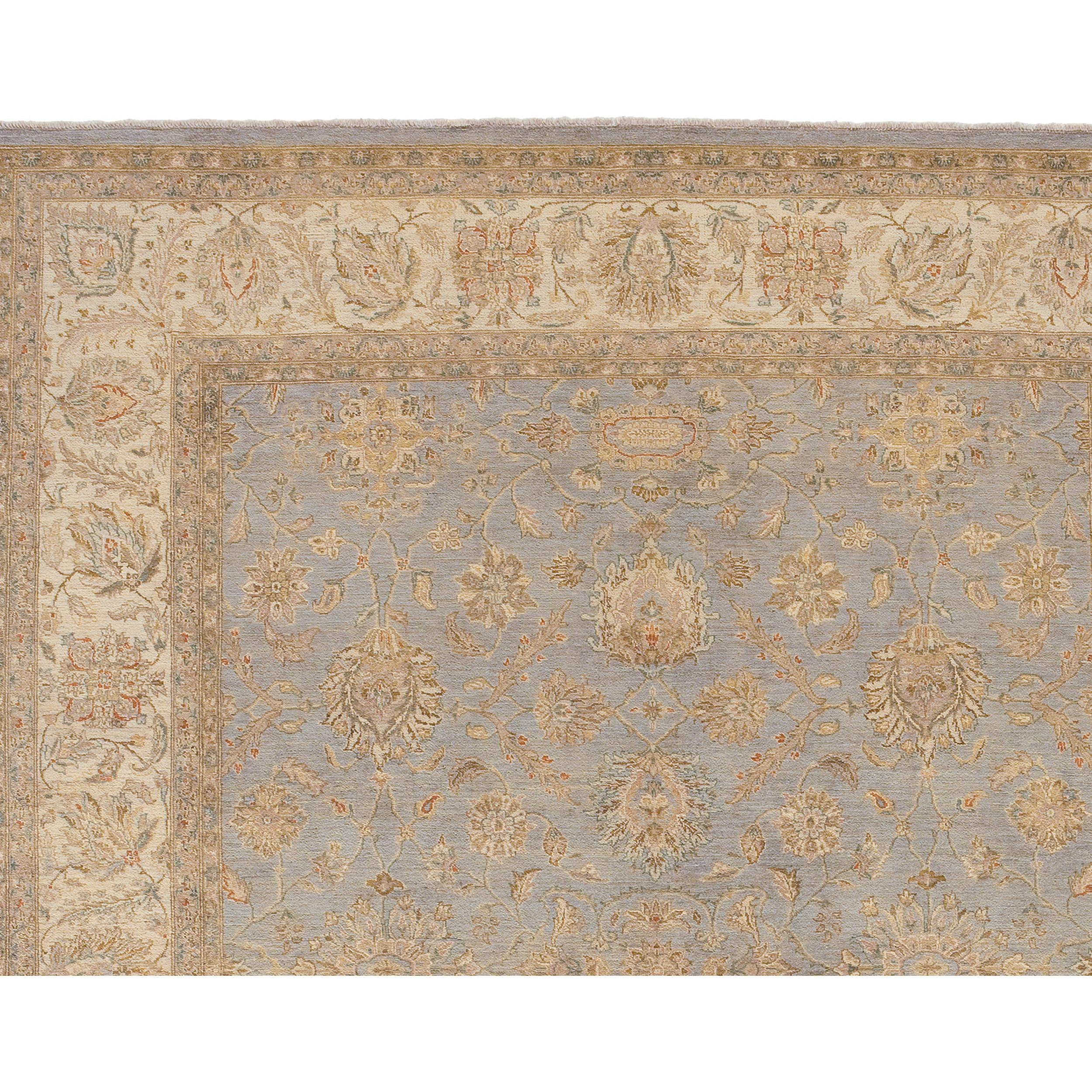 Luxury Traditional Hand-Knotted Ziegler Opal and Cream 12X24 Rug In New Condition For Sale In Secaucus, NJ
