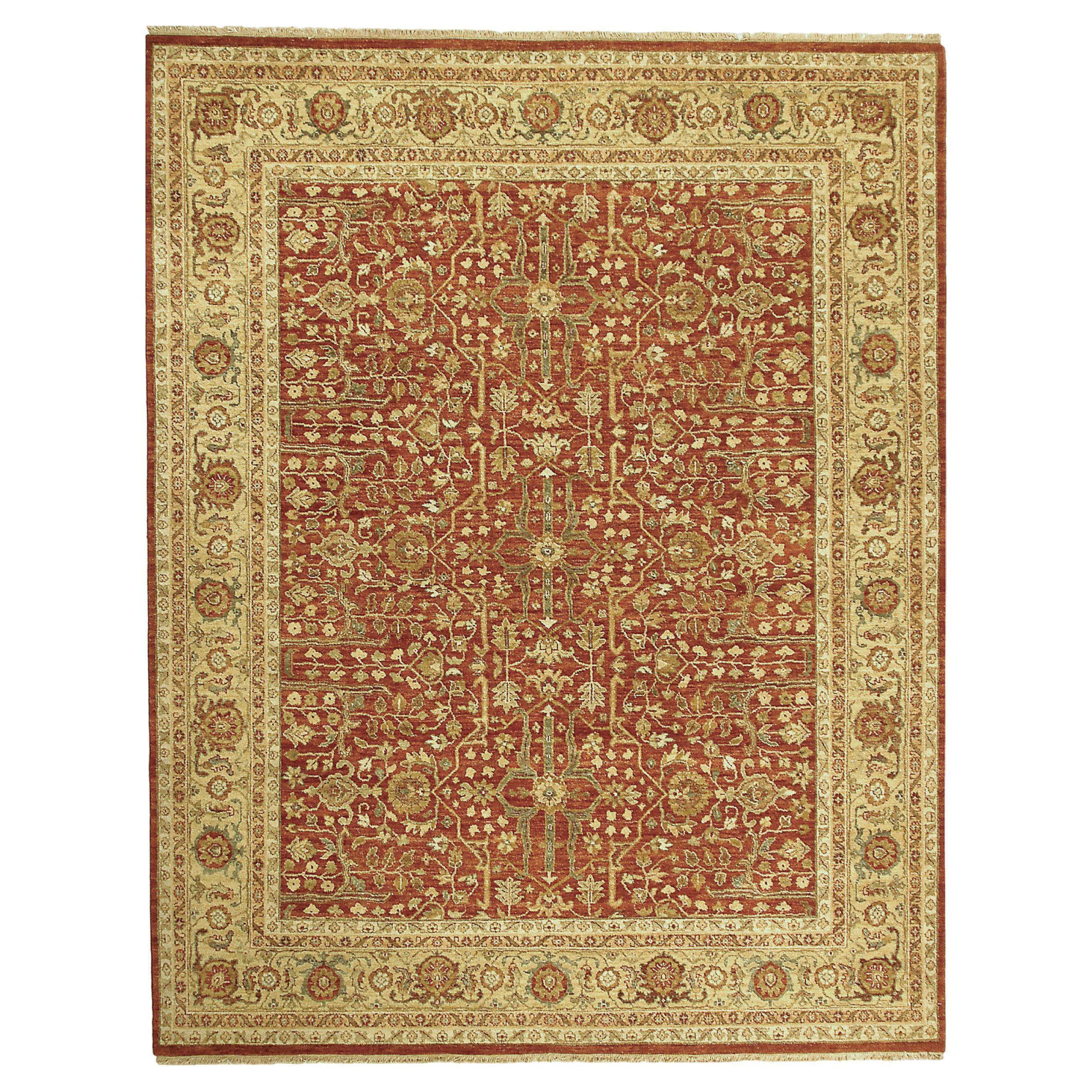Luxury Traditional Hand-Knotted Ziegler Rust/Gold 12x18 Rug