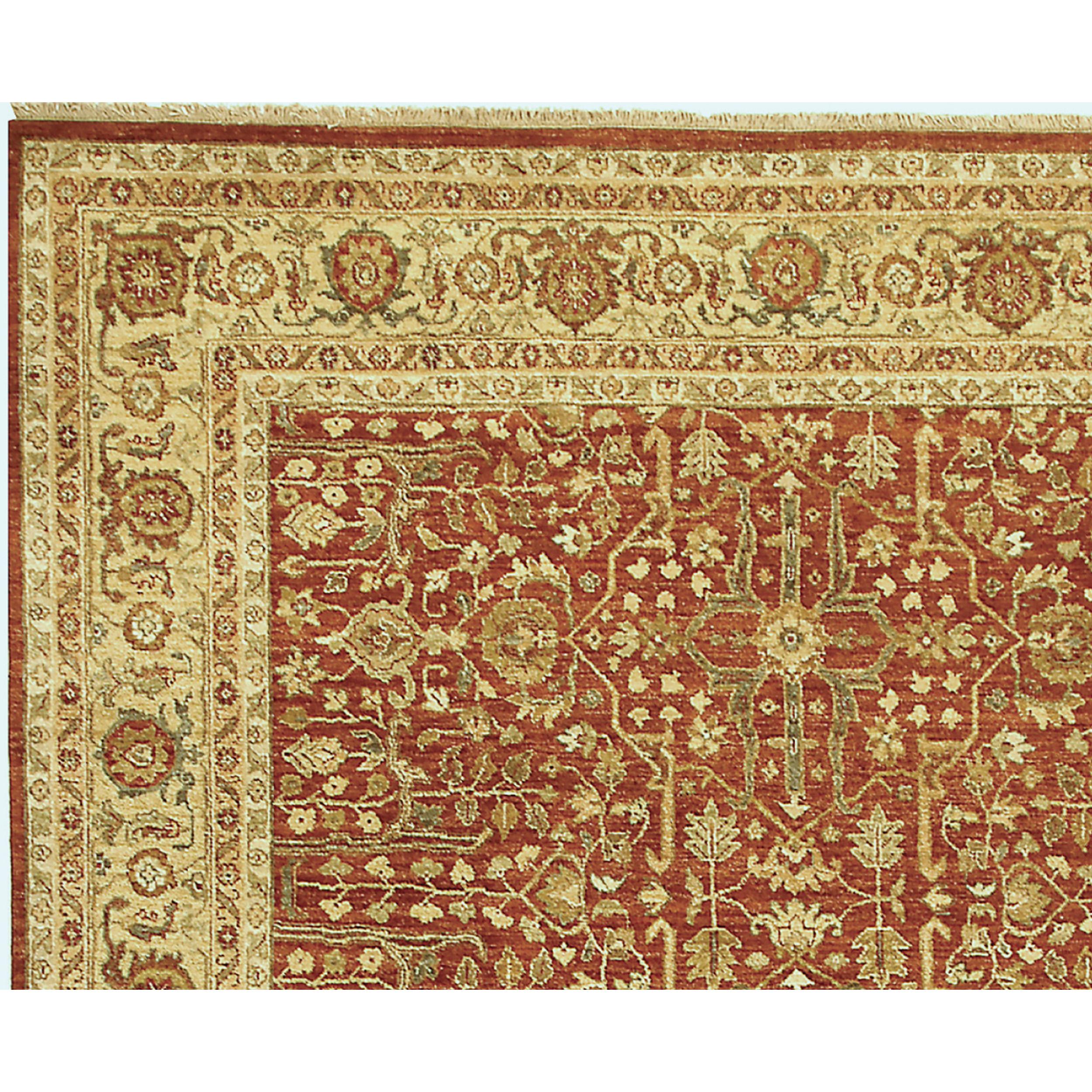 Realizzato meticolosamente, questo tappeto impiega le più intricate tecniche di tessitura tradizionali dell'India, guidate dall'esperienza di abili artigiani. Ogni tappeto è un lavoro d'amore: i tessitori a mano dedicano innumerevoli ore ad annodare