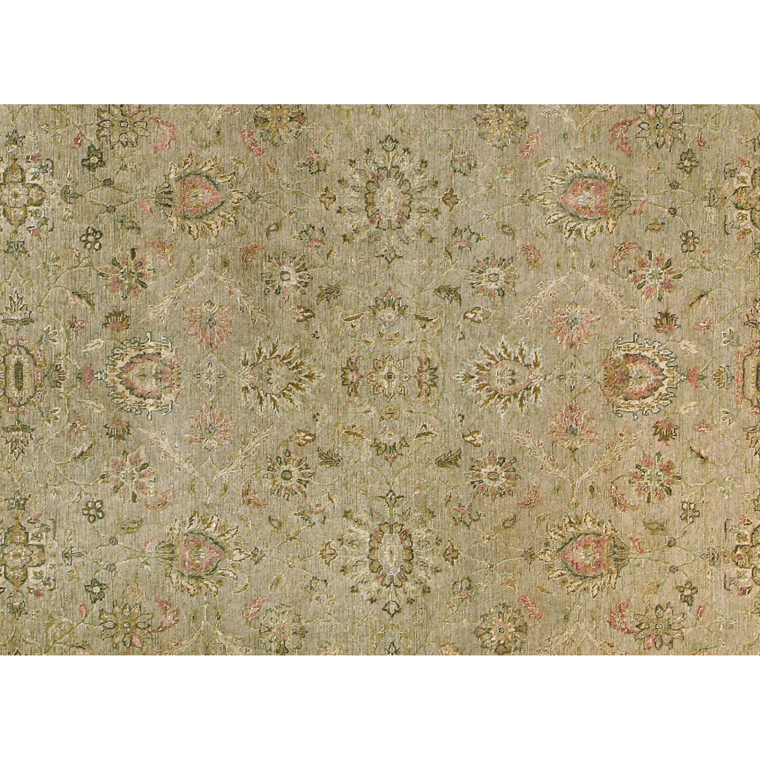 Pakistani Luxury Traditional Hand-Knotted Ziegler Taupe and Chestnut 10x14 Rug For Sale