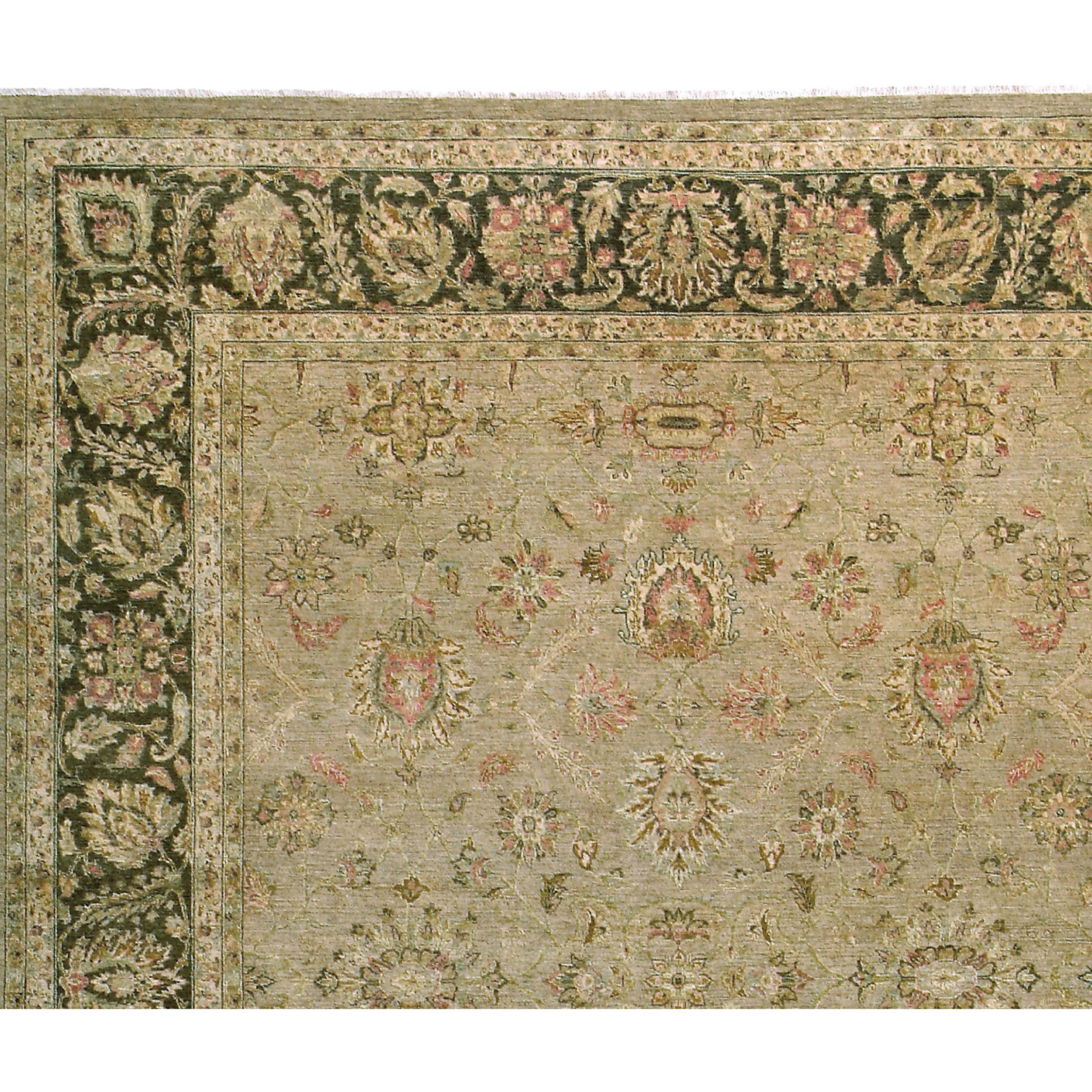 Luxury Traditional Hand-Knotted Ziegler Taupe and Chestnut 10x14 Rug In New Condition For Sale In Secaucus, NJ