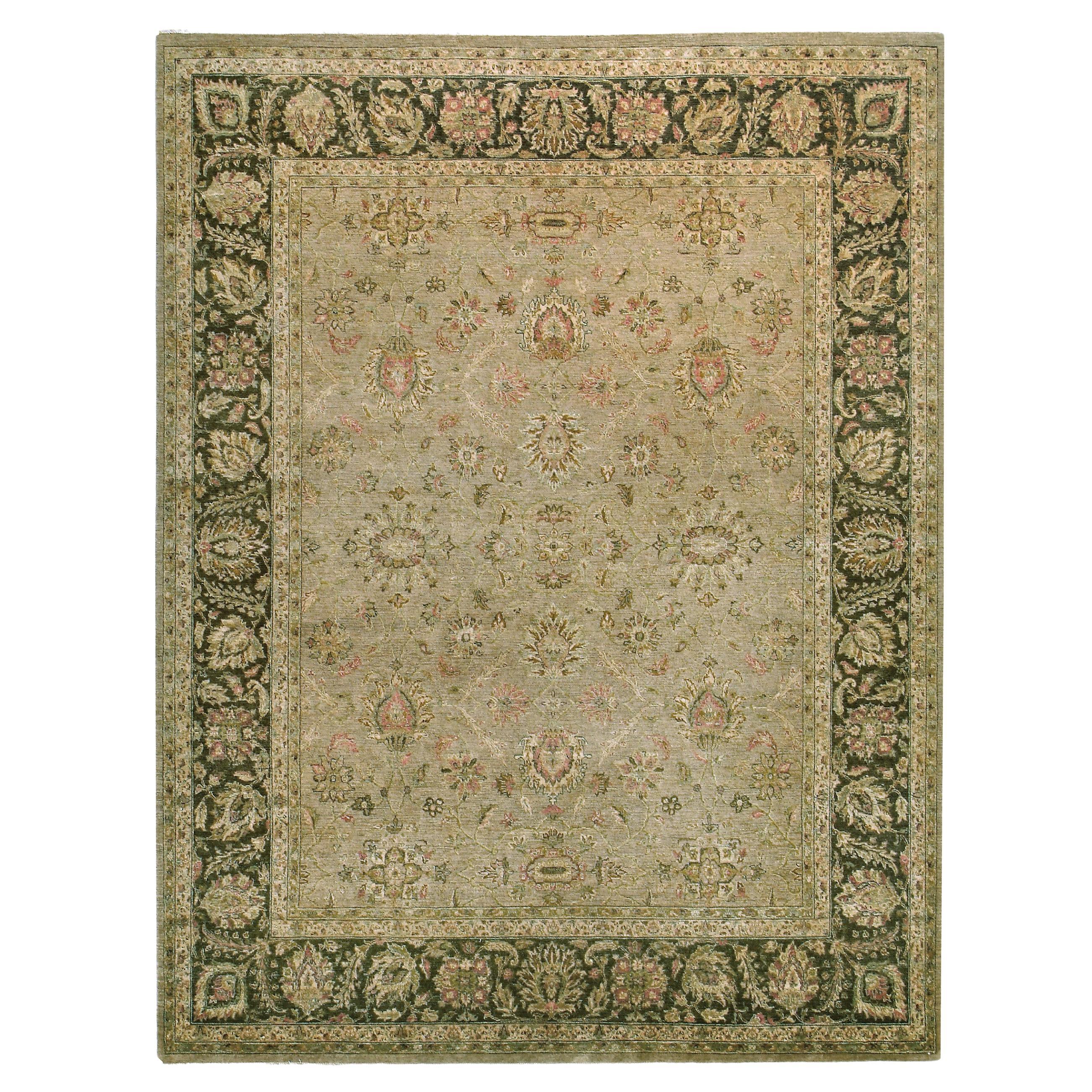 Luxury Traditional Hand-Knotted Ziegler Taupe and Chestnut 10x14 Rug For Sale