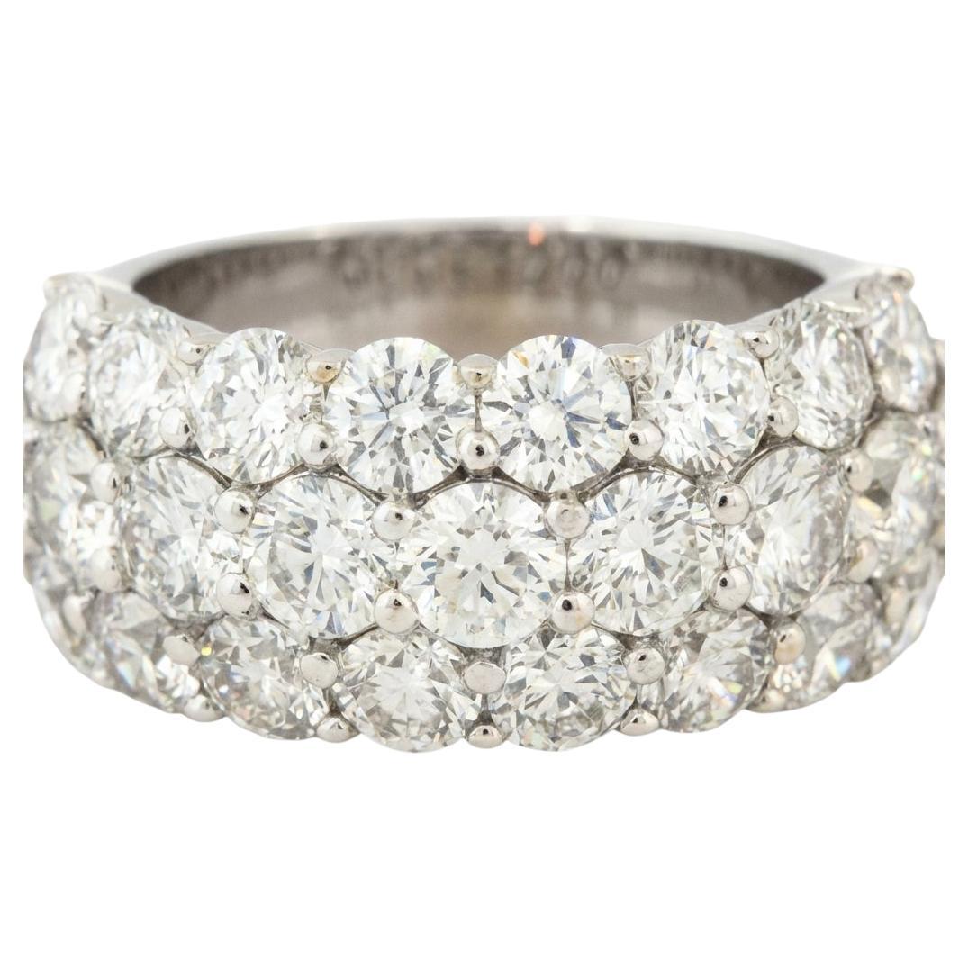Luxury Triple Row Pavé Diamond Ring in 18k White Gold For Sale