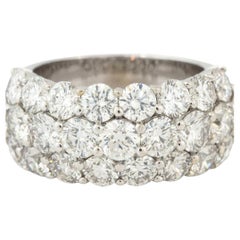 Luxury Triple Row Pavé Diamond Ring in 18k White Gold