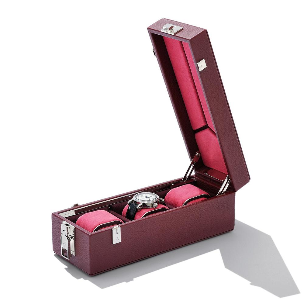 Luxury Triple Watch Box Brown or Blue or Redwine For Sale 2