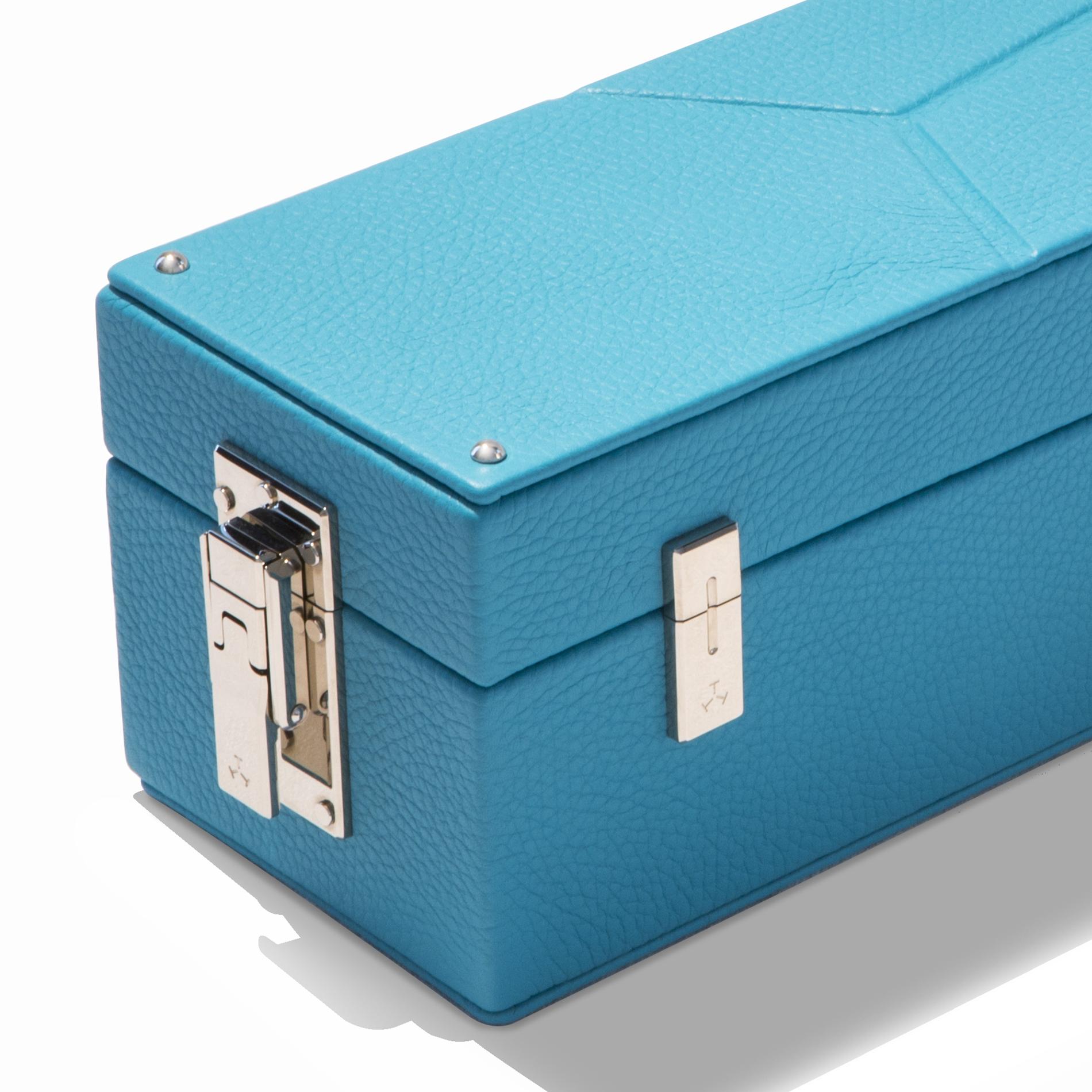 French Luxury Triple Watch Box Turquoise or Red For Sale