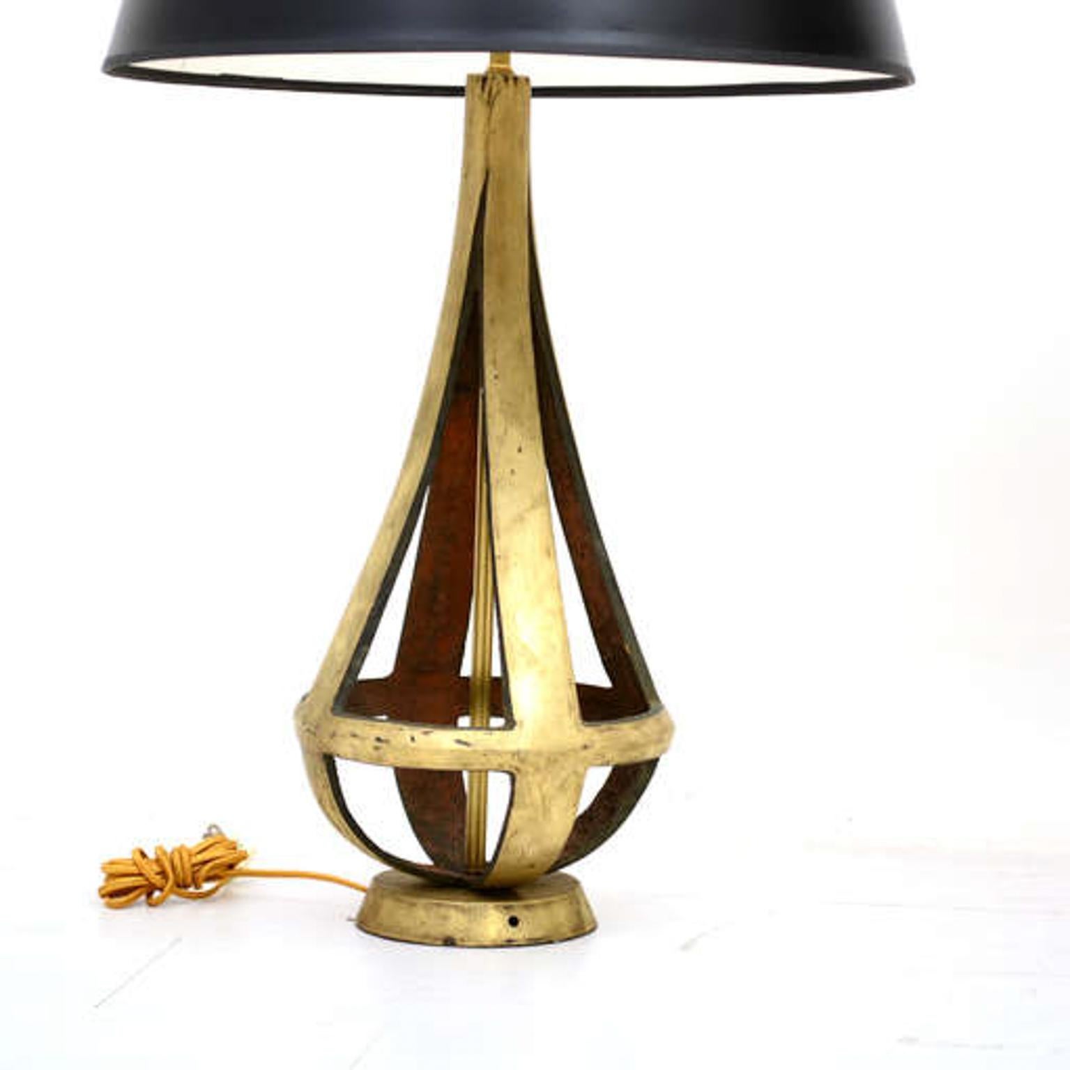 Mid-Century Modern Luxury Two Toned Brass and Bronze Table Lamps by Arturo Pani 1950s Modernism