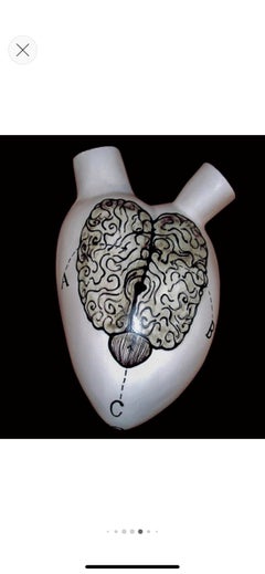 Luxury Heart Vase “Brain”. Porcelain. Handmade in, Italy, Wall decor