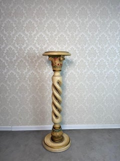 Luxury Venetian Style Twisted Column Pedestal Stand with Hand-Painted Details