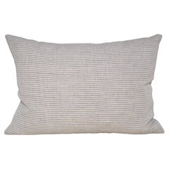 Luxury Vintage Irish Linen Pillow Woven in Ireland Blue Stripe Cushion