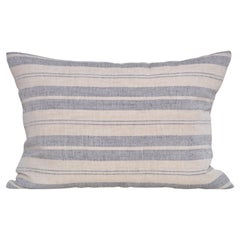 Luxury Vintage Irish Linen Pillow by Katie Larmour Couture Cushions Blue Stripe