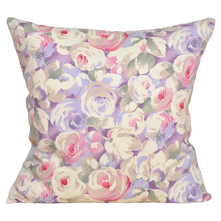 Luxury Vintage Irish Linen Pillow by Katie Larmour Couture Cushions Floral Rose For Sale at 1stDibs