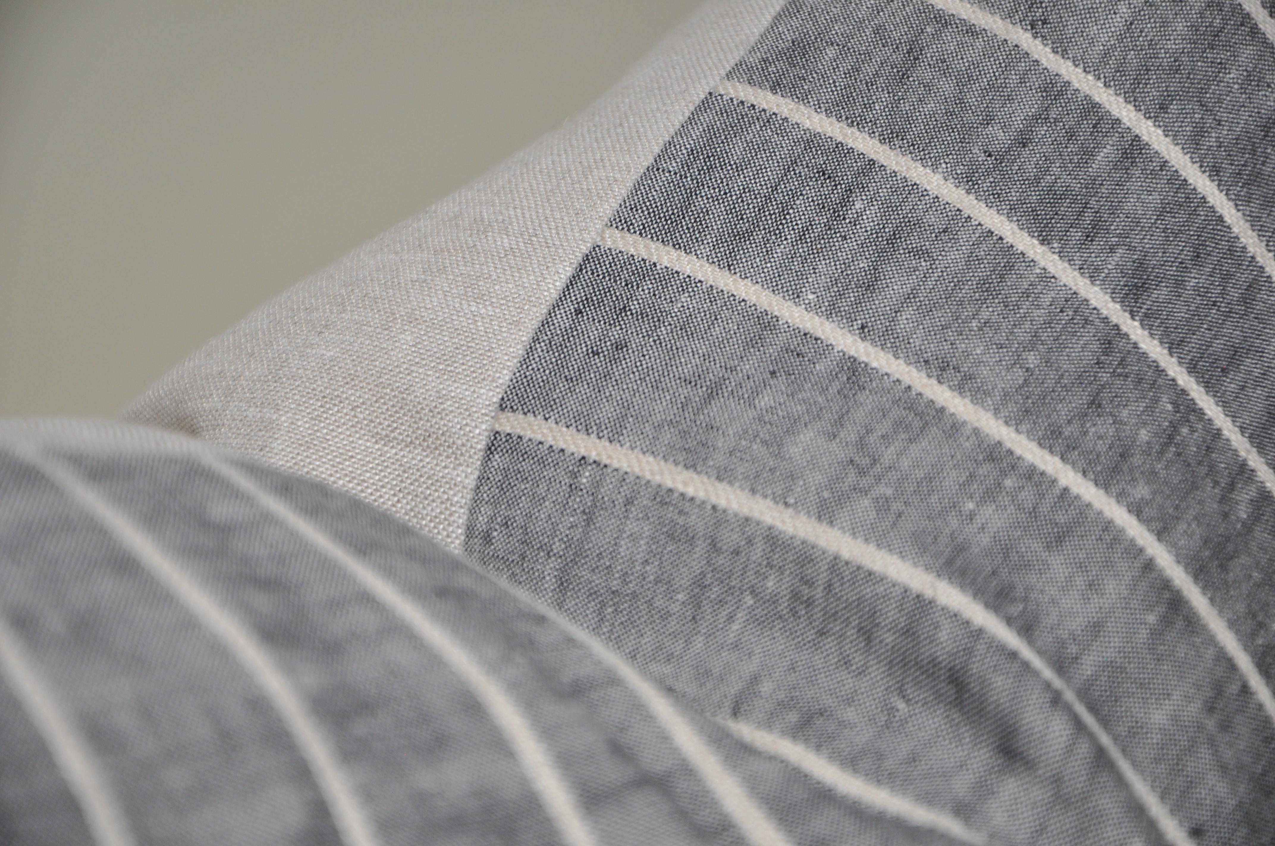 Bohemian Luxury Vintage Irish Linen Pillow by Katie Larmour Couture Cushions Navy Grey For Sale