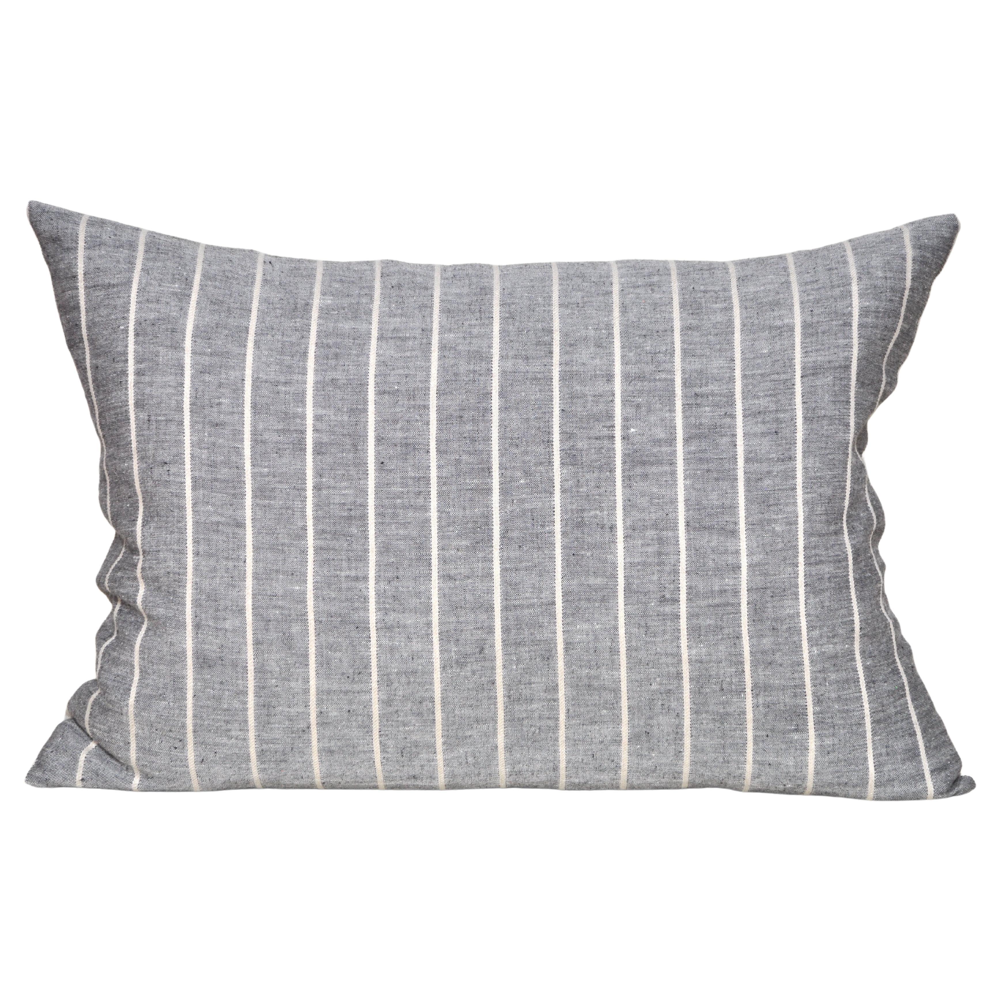 Luxury Vintage Irish Linen Pillow by Katie Larmour Couture Cushions Navy Grey