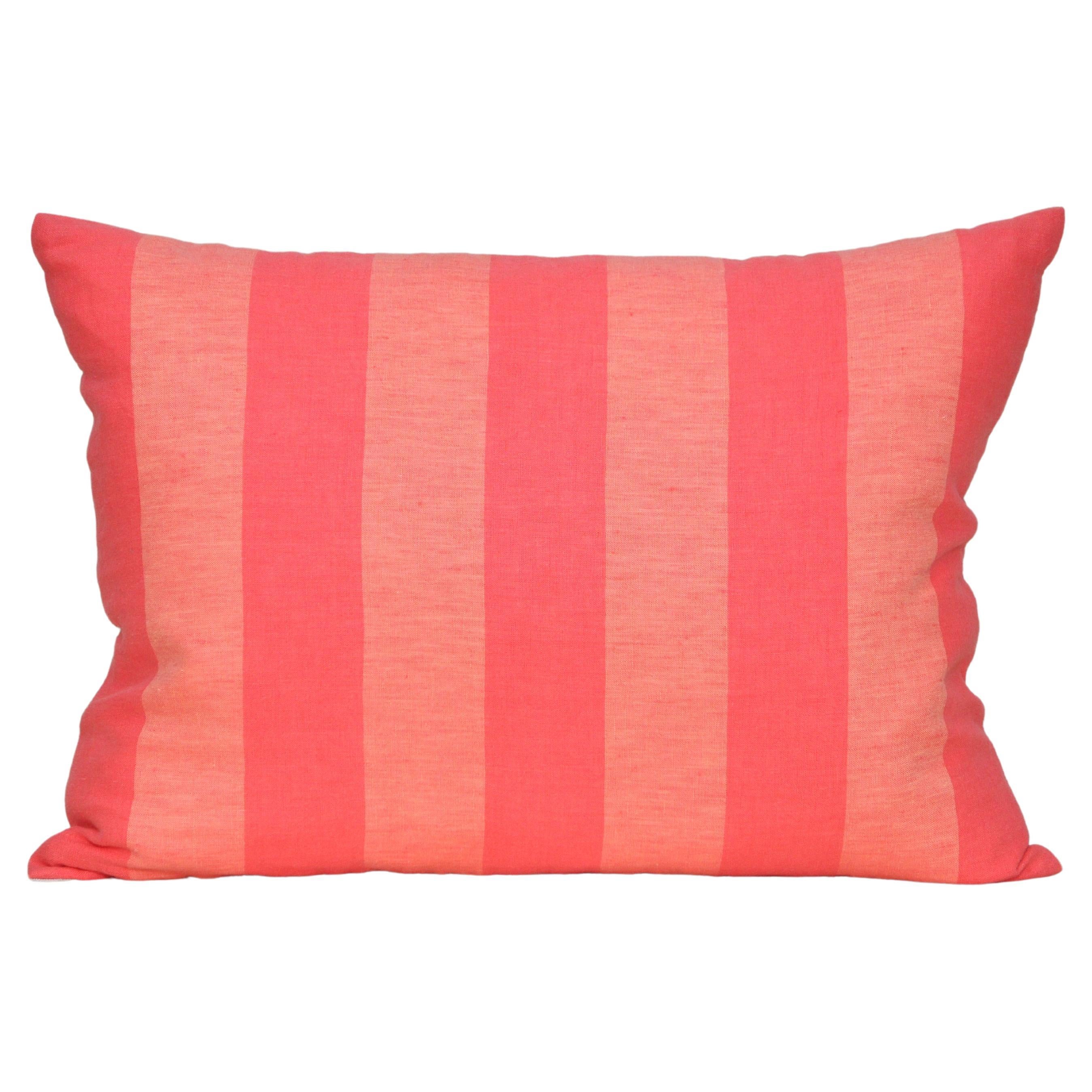 Luxury Vintage Irish Linen Pillow by Katie Larmour Couture Cushions Red Coral For Sale