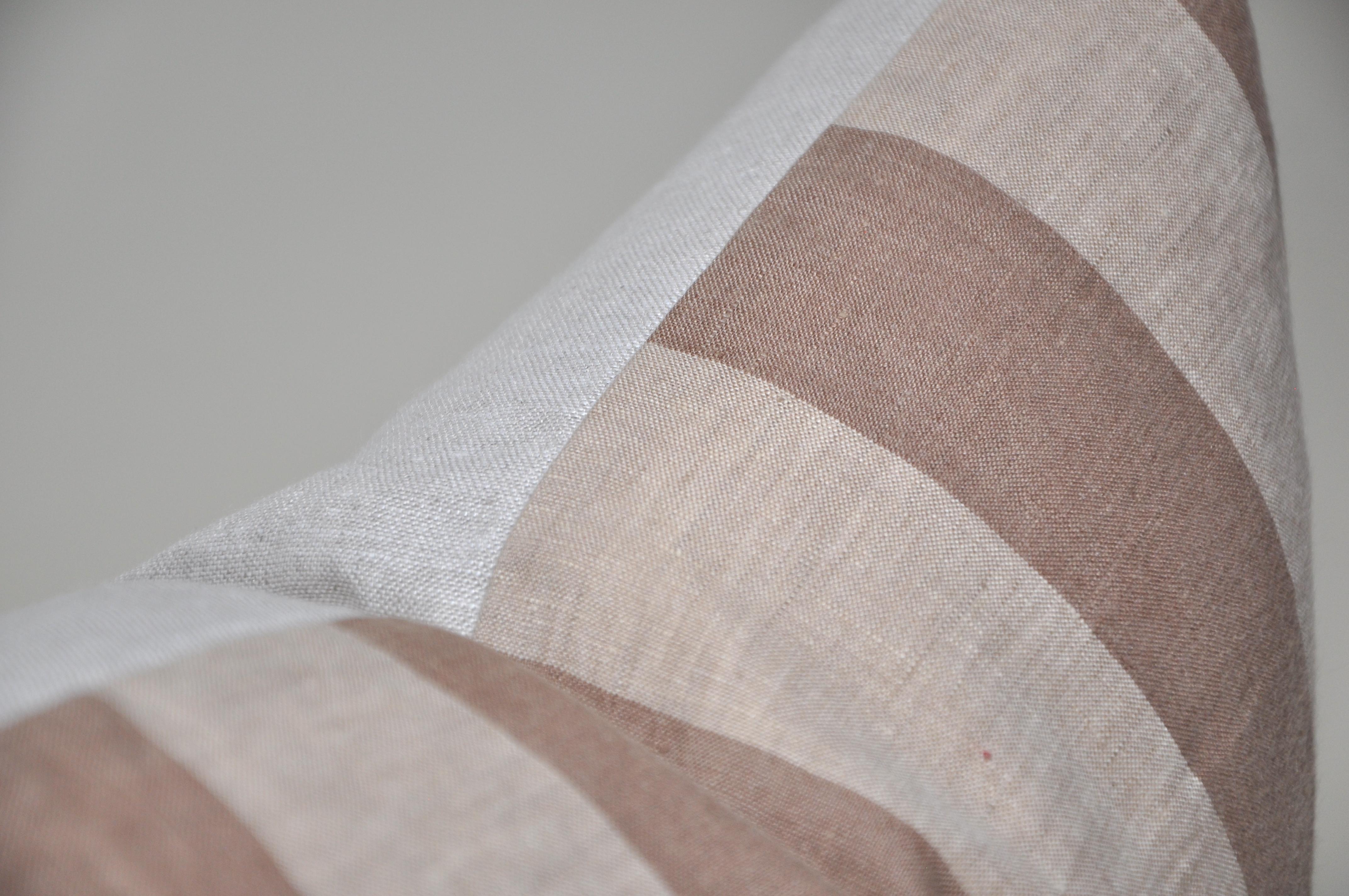 Bohemian Luxury Vintage Irish Linen Pillow by Katie Larmour Couture Cushions Taupe Beige For Sale