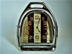 Luxury Vintage Stirrup Table Clock Maquet Paris, Nice 8 Jours, France, 1940s