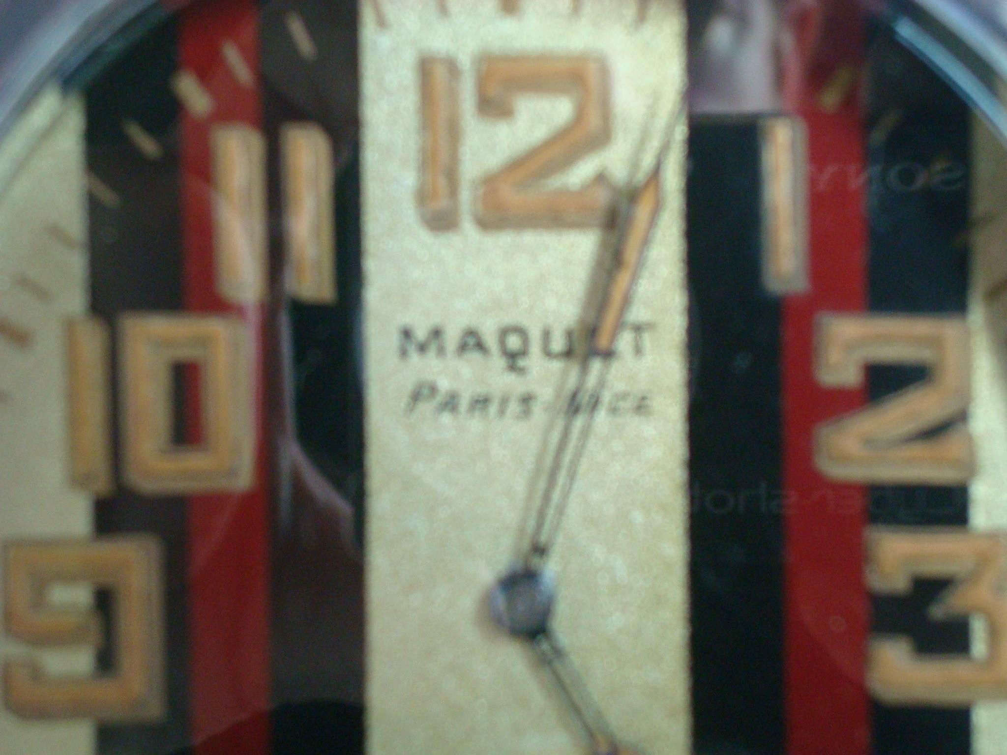 Art Deco Luxury Vintage Stirrup Table Clock Maquet Paris, Nice 8 Jours, France, 1940s For Sale