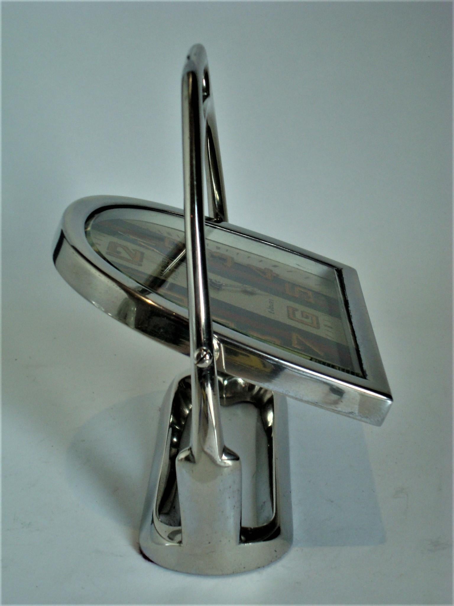 Art Deco Luxury Vintage Stirrup Table Clock Maquet Paris, Nice 8 Jours, France, 1940s For Sale