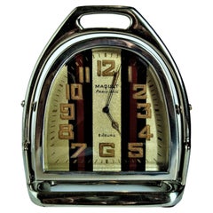 Luxury Vintage Stirrup Table Clock Maquet Paris, Nice 8 Jours, France, 1940s
