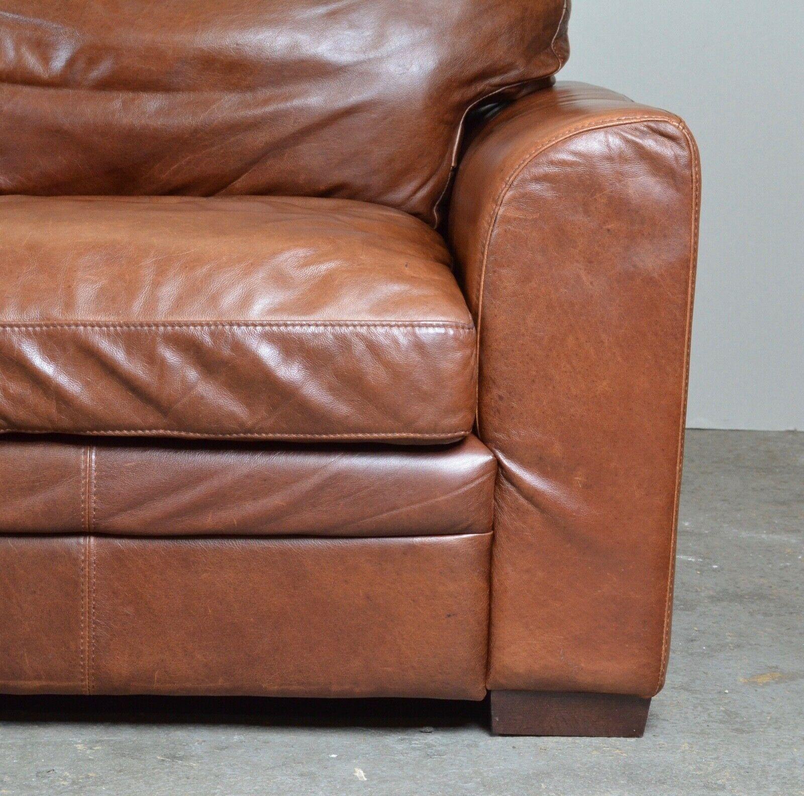 Leather LUXURY VIVA ITALIAN DESIGNER TAN LEATHER 3 SEATER SOFA ARMCHAiR  ALSO AVAILABLE For Sale