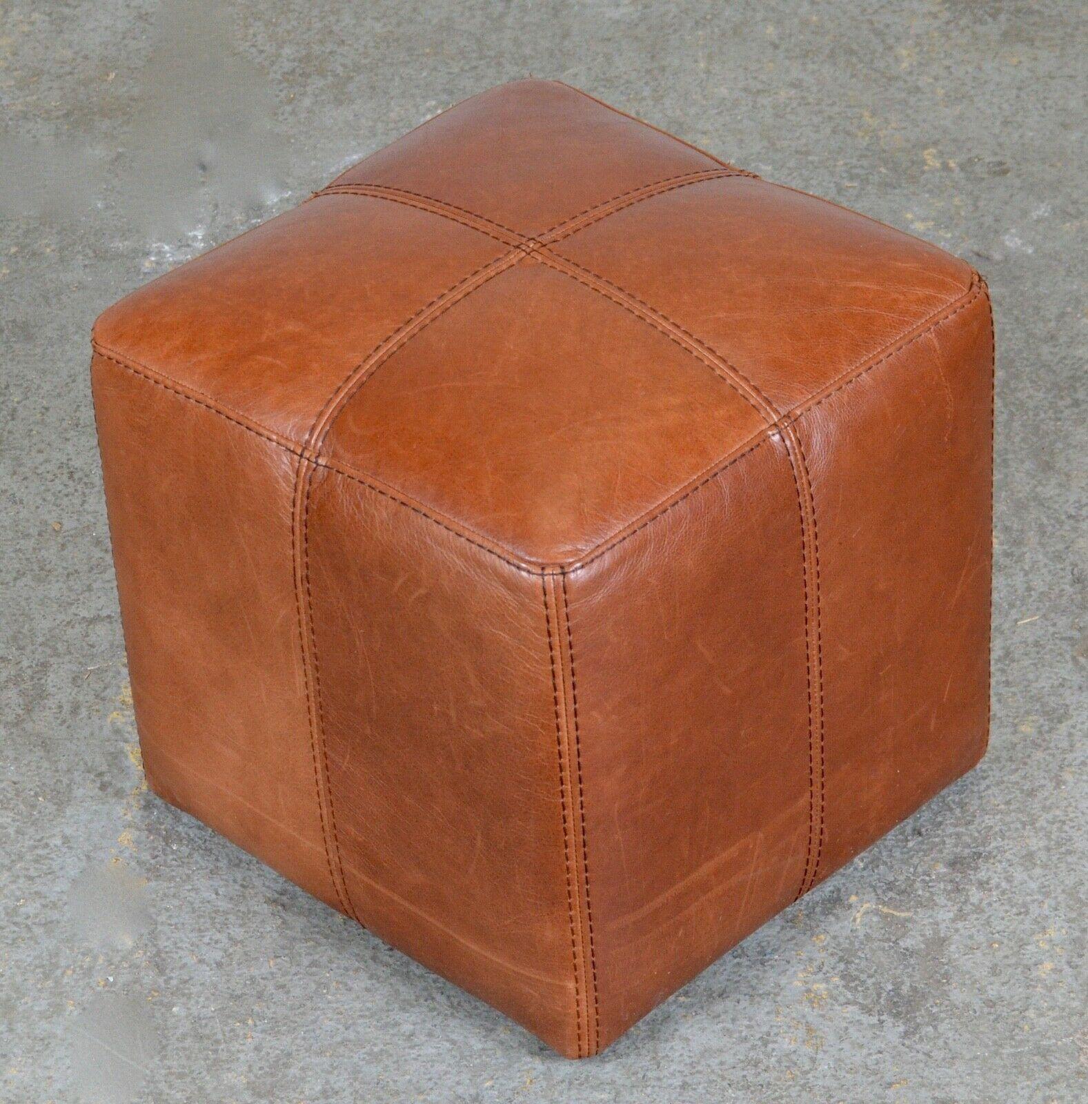 Luxury Viva Italian Designer Tan Leather Armchair & Footstool 2 Seater Sofa Ava 4