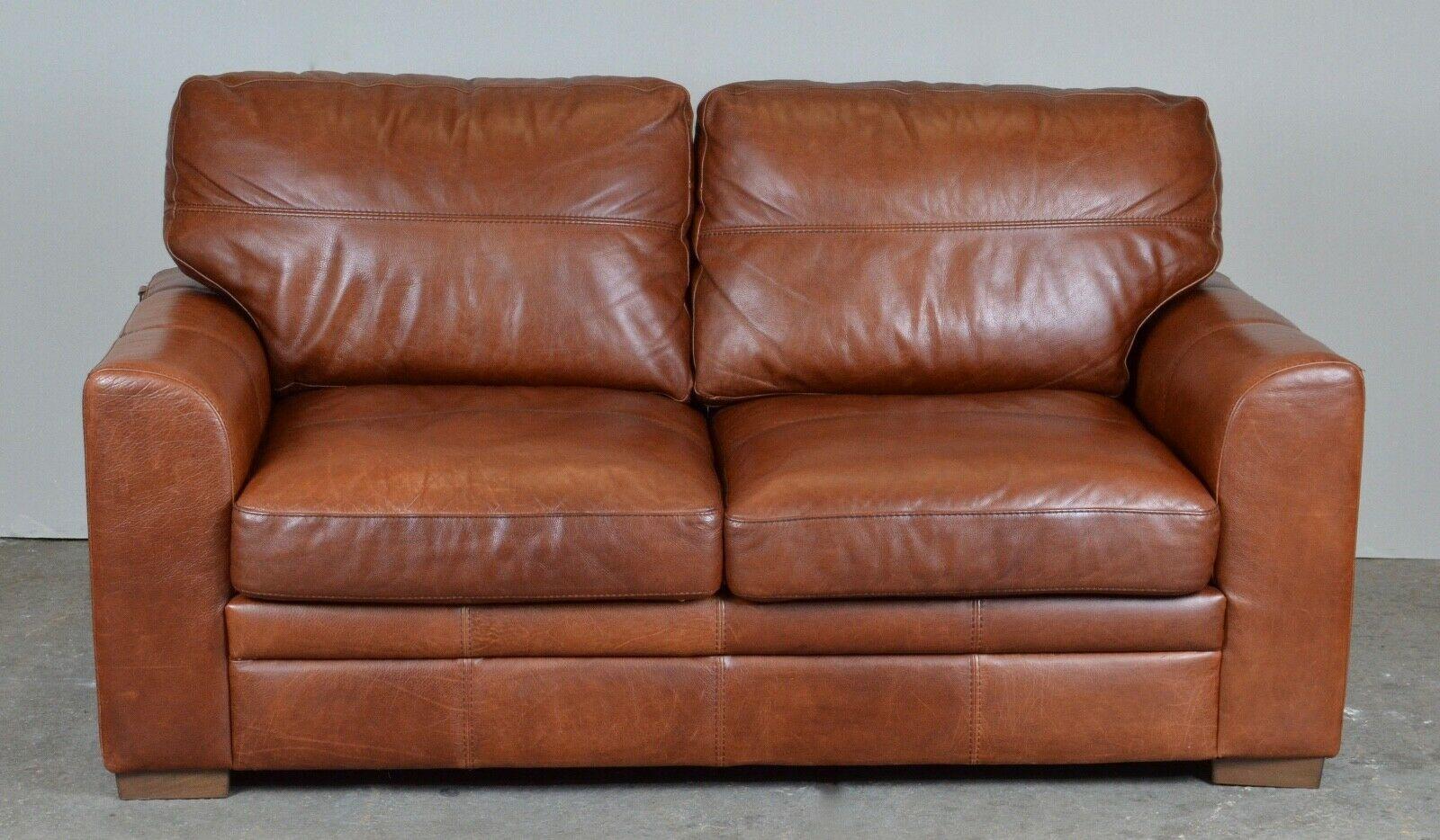 Luxury Viva Italian Designer Tan Leather Armchair & Footstool 2 Seater Sofa Ava 5