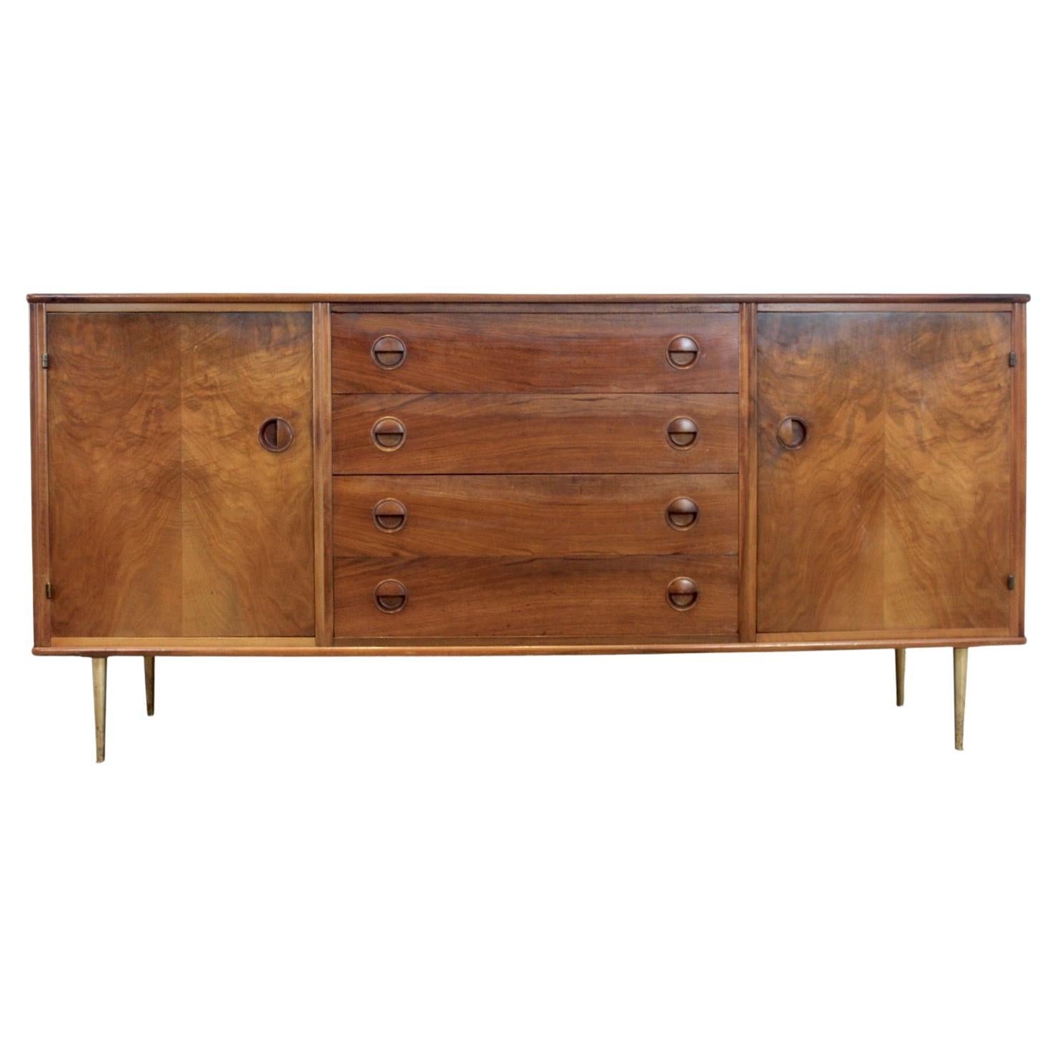 Luxury Walnut Brass Credenza by William Watting for Fristho Modernart Denmark