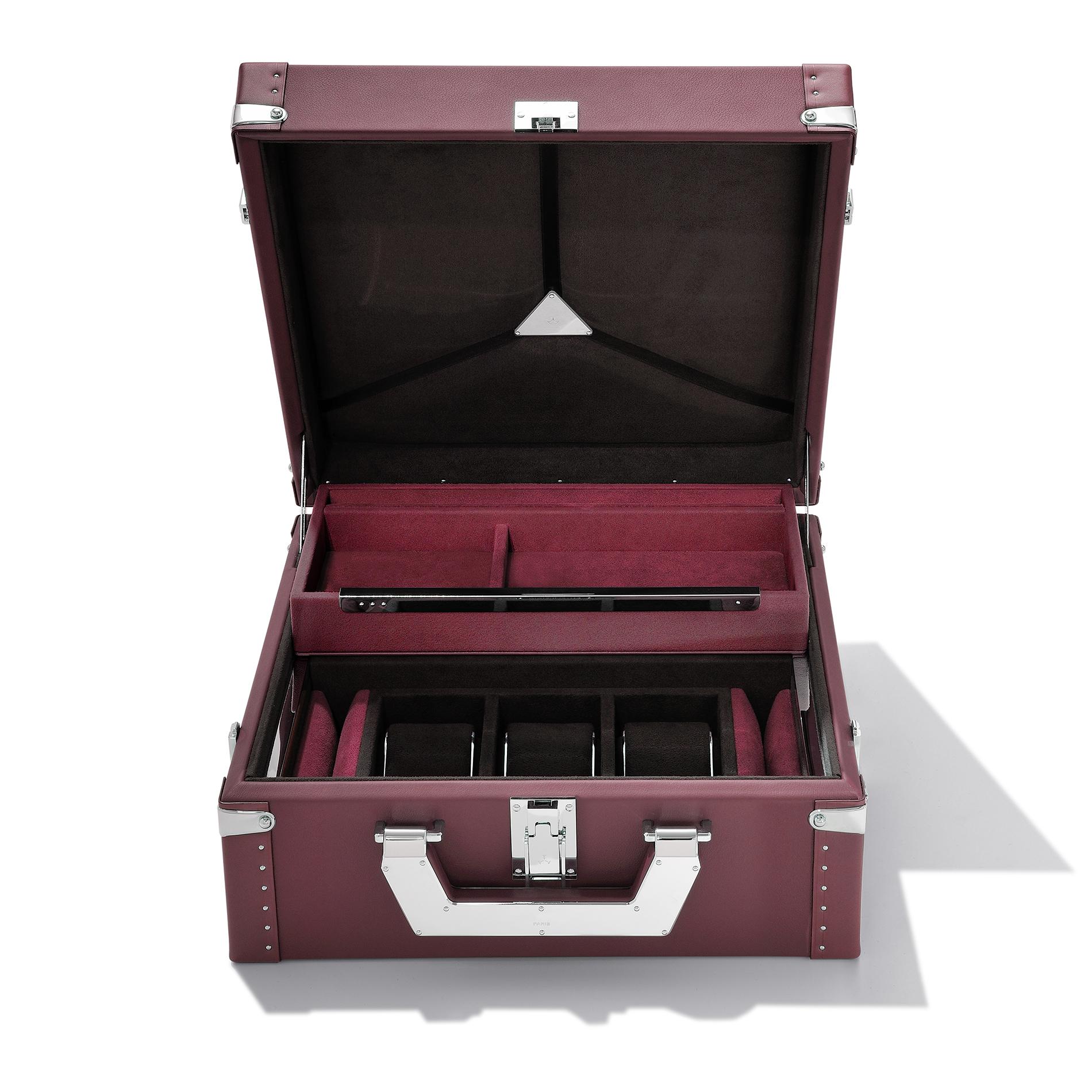Nickel Luxury Watch Blue or Redwine Suitcase For Sale
