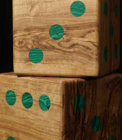 Set aus zwei Zinnen – aus Olivenholz und Malachit