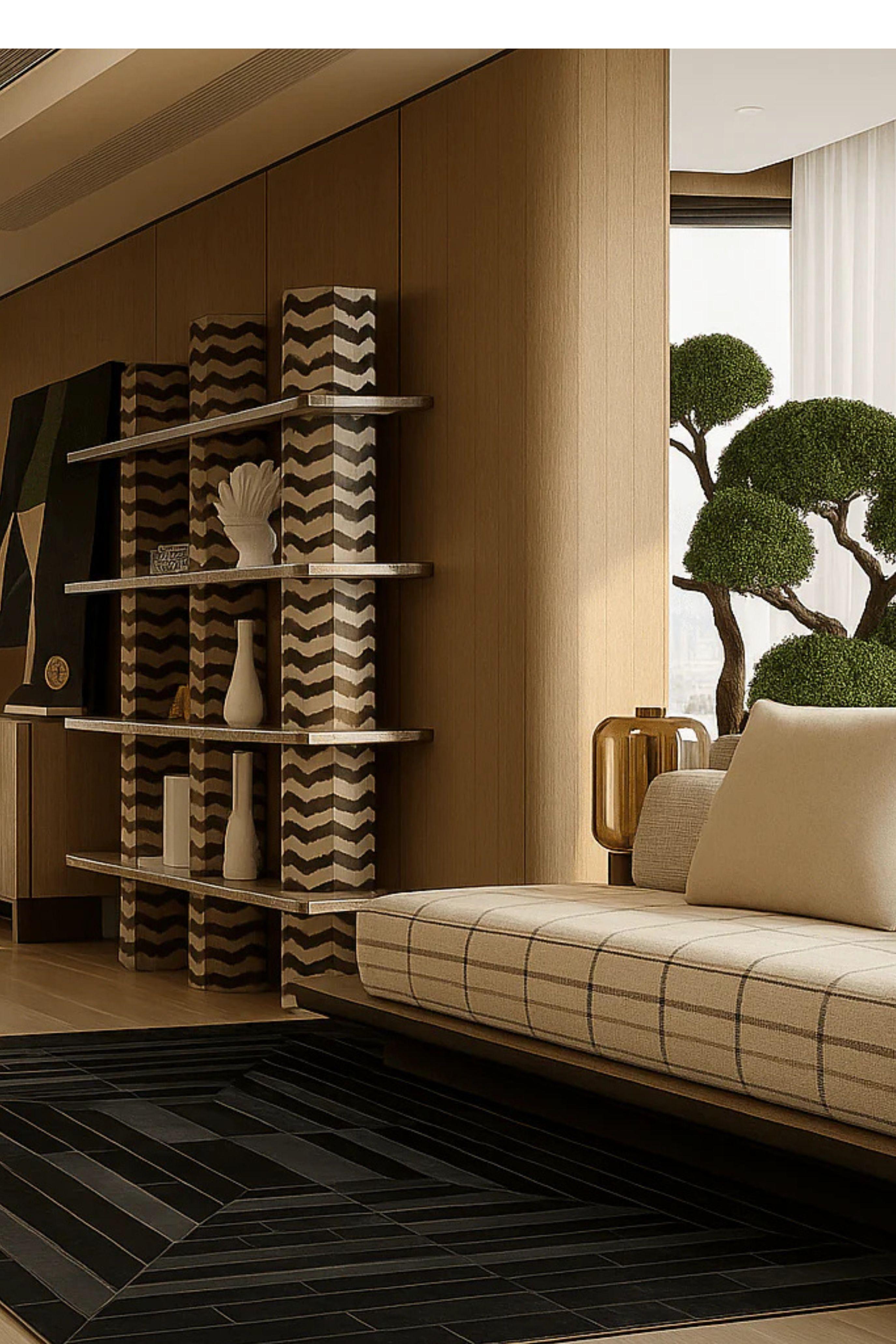 Modern Luxury You Don’t Need to Explain  6 x 8 Ft Leather Handmade Rug  Alcalá Design For Sale