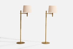 Luxus, Floor Lamps, Brass, Acrylic, Fabric, Sweden, 1970s