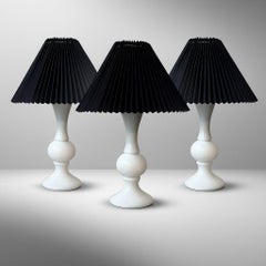 Luxus table lamps 1011 STIL, Uno & Östen Kristiansson, white glass, Sweden 1960s