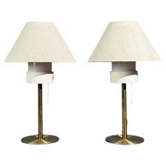 Luxus, lampes de table, laiton, tissu, Suède, années 1960