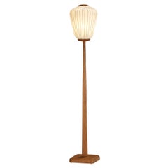 Luxus Vittsjö Swedish Modern Floor Lamp in Oak with Silk Shade