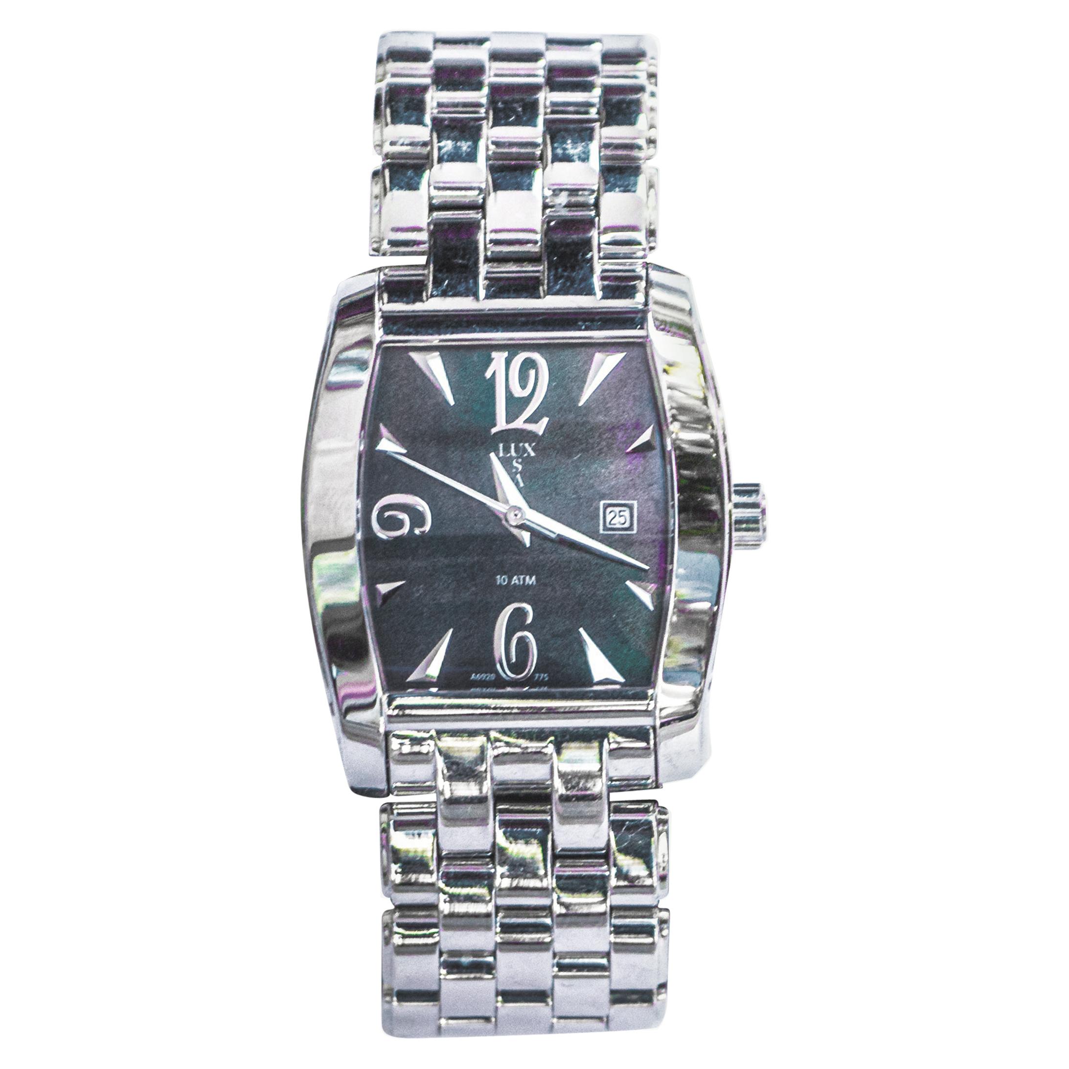 LUXUSA Woman's Stainless Steel Mother of Pearl Square Dial Watch