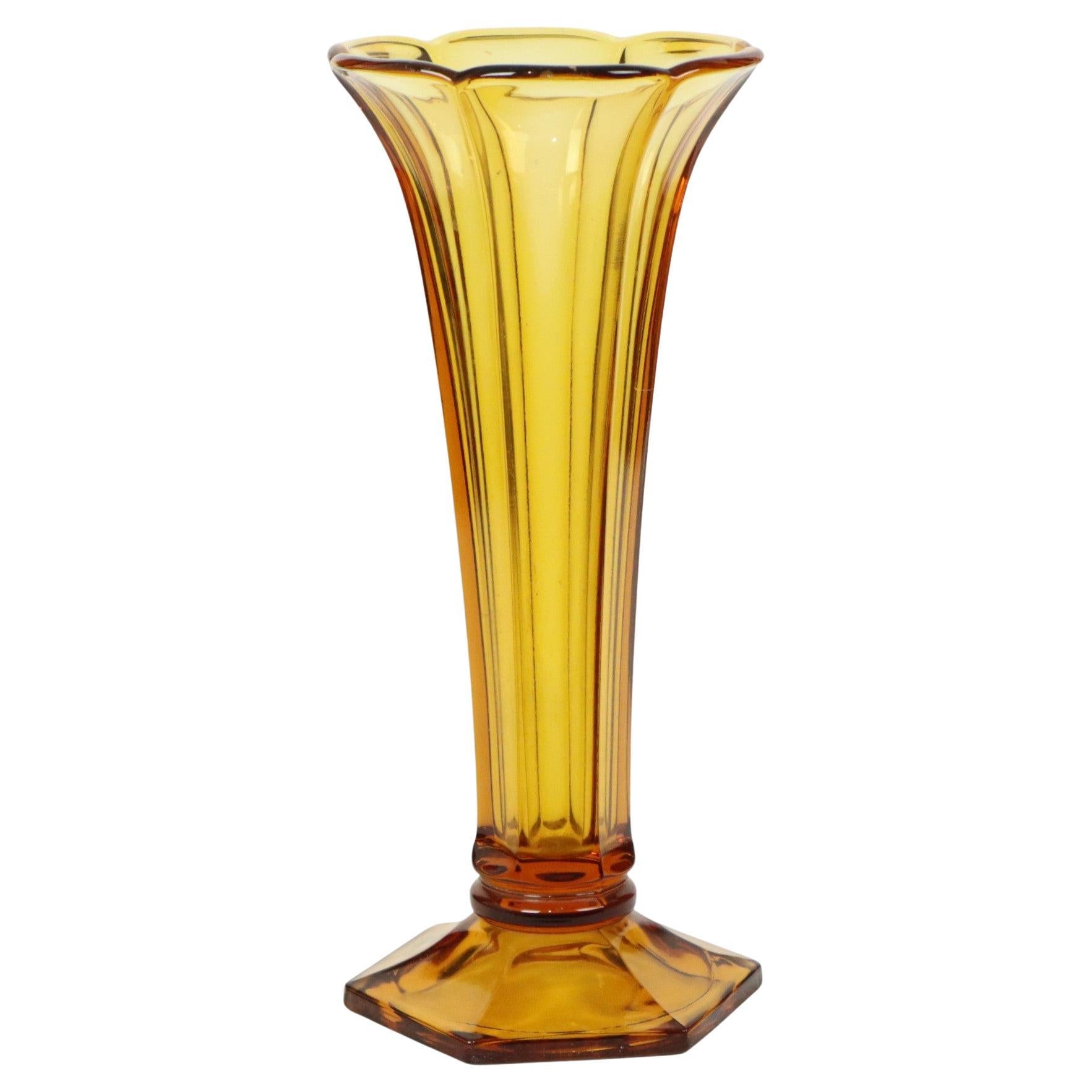 Vaso Luxval Ambra Américain 1935 Val Saint Lambert Art Deco