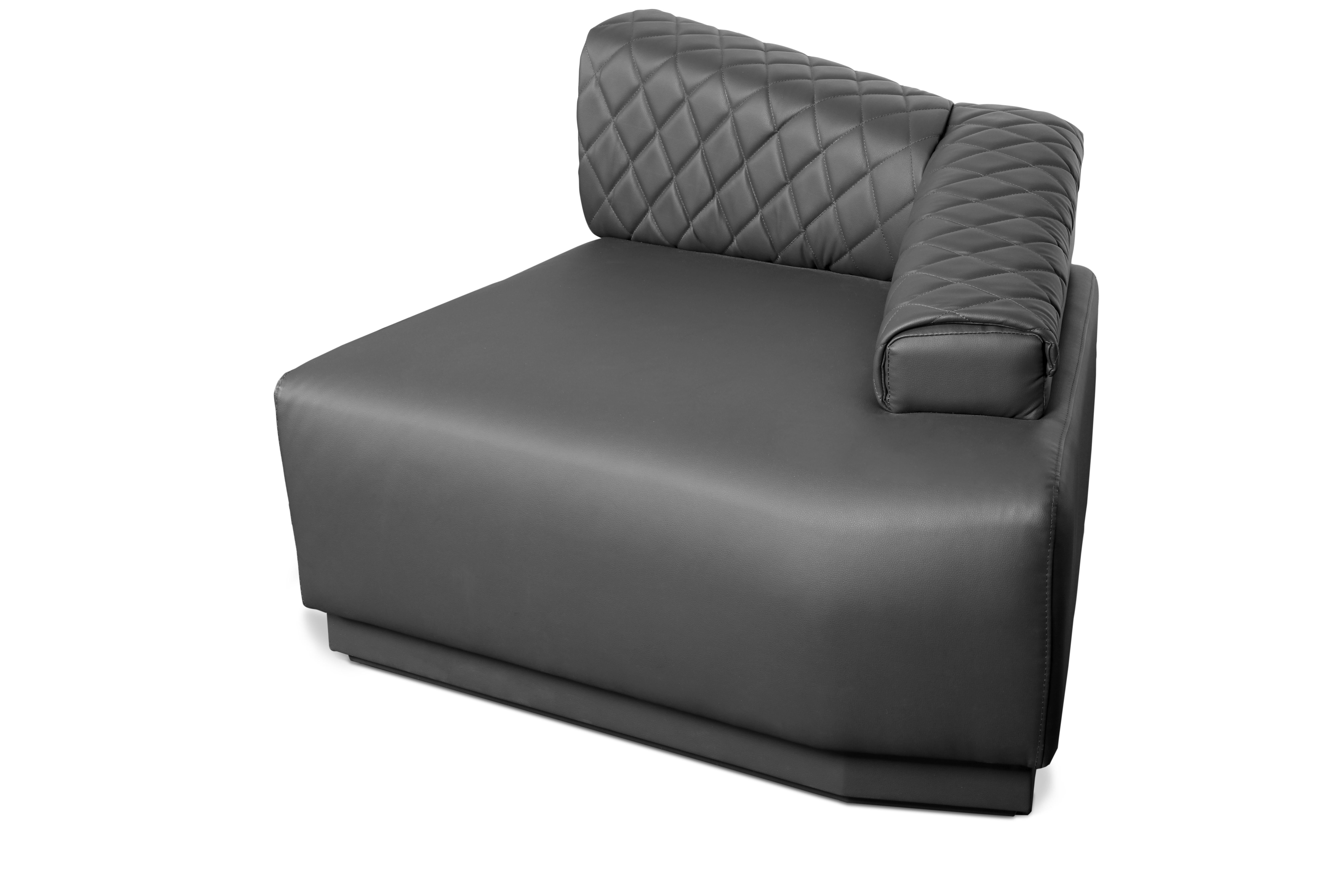 Anguis Sofa in Grey Synthetic Leather with Quilted Backrest and Wood Base For Sale 7