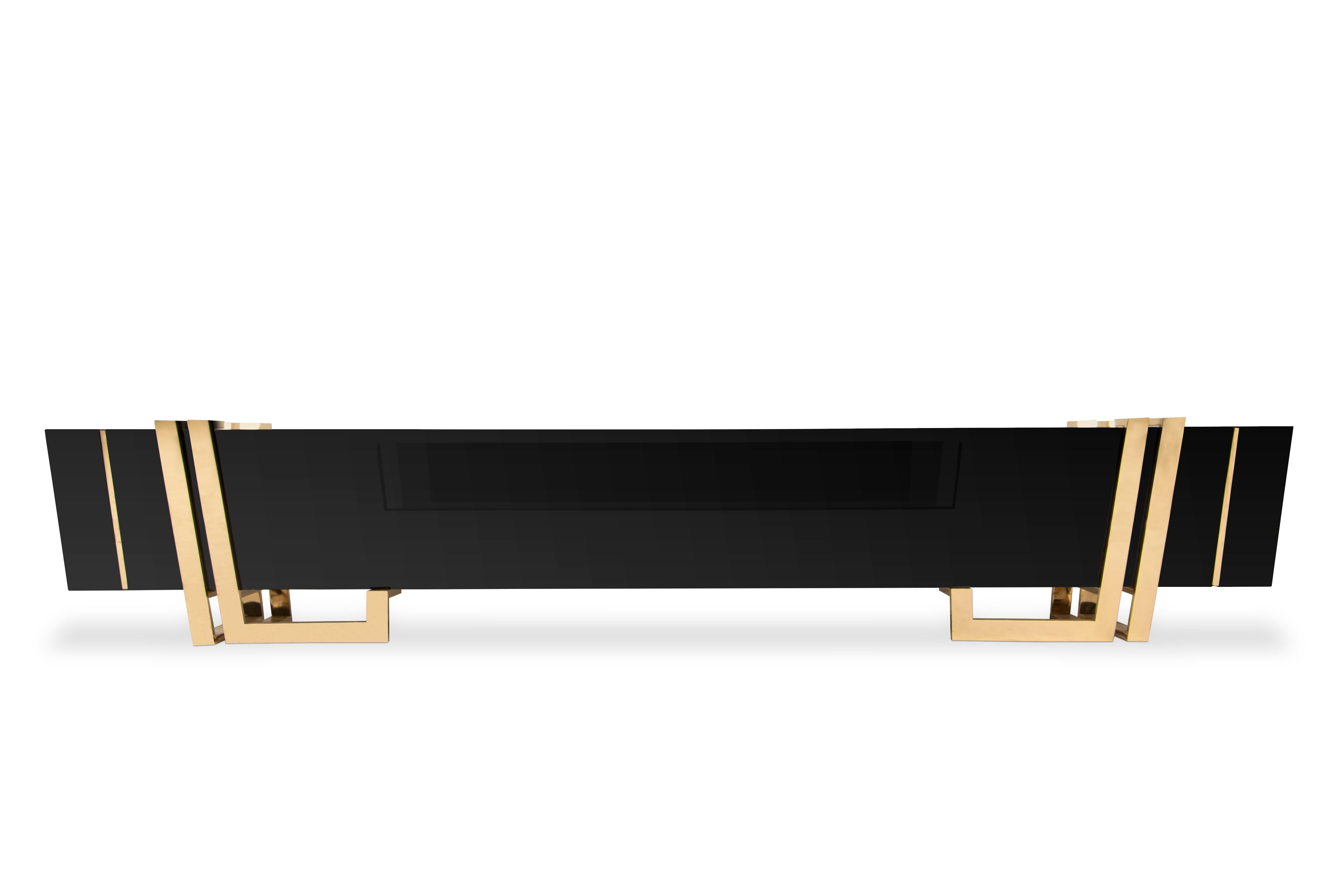 An anthem of sophistication and exclusive design. The Apotheosis TV cabinet is a defining presence and will change any room it is part of, creating a glorious atmosphere around it. A daring, yet elegant balance between the finest materials, Nero