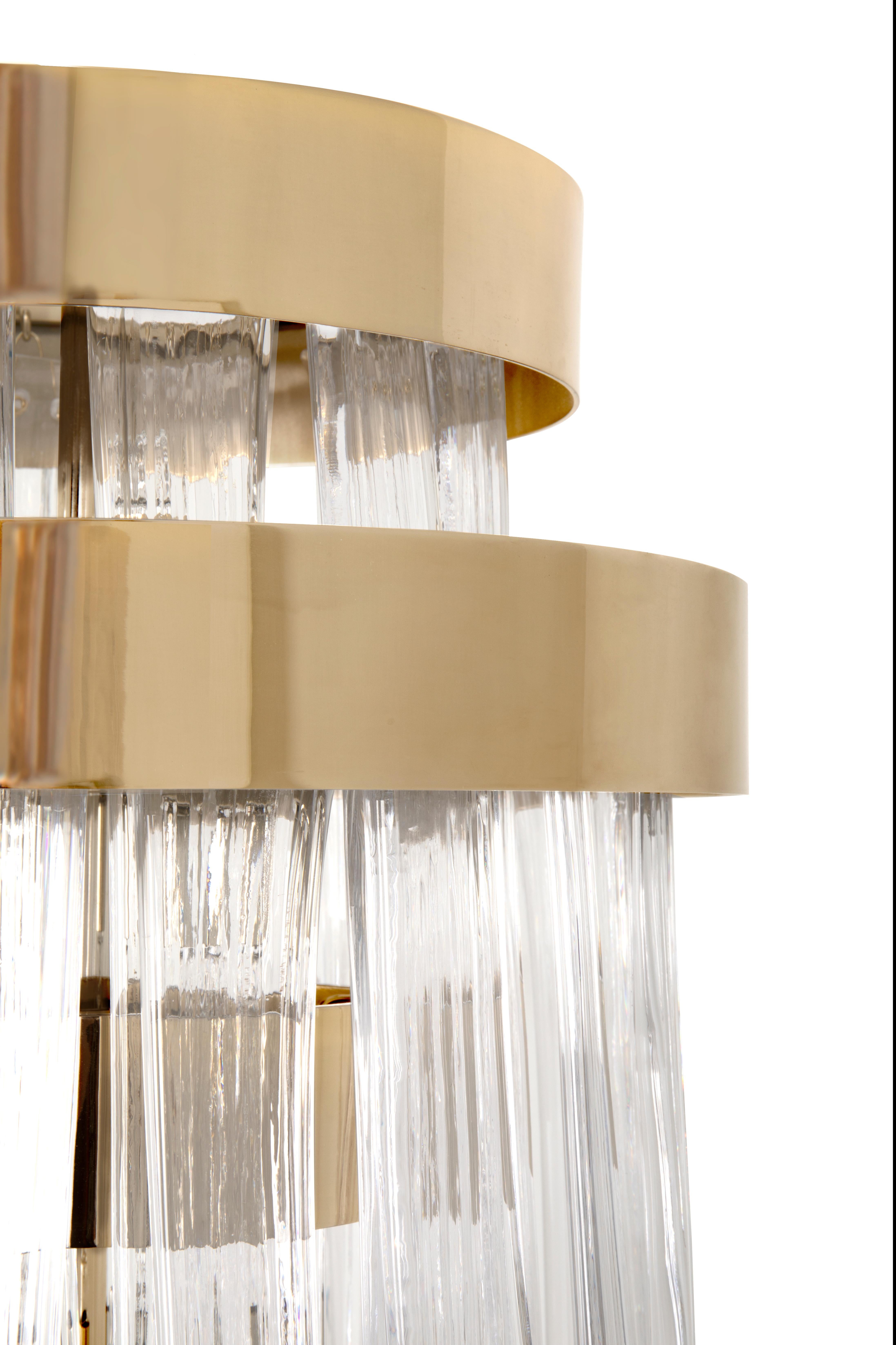 Modern Babel Floor Lamp with Brass, Marble, and Crystal Glass Details For Sale