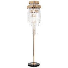 Babel Floor Lamp with Brass, Marble, and Crystal Glass Details