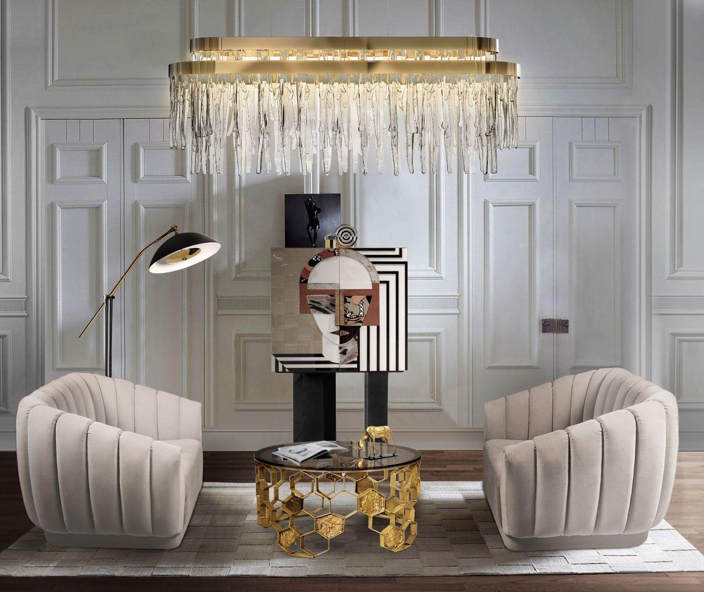 Art Deco Luxxu's Babel Snooker Chandelier in Gold-Plated Brass with Crystal Glass Details For Sale