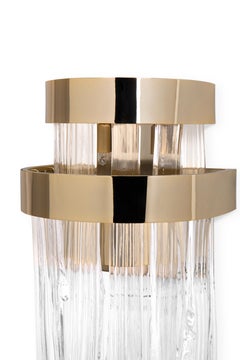 Luxxu Babel Sconce in Crystal Glass with Gold-Plated Brass Ring