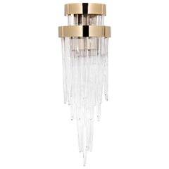 Luxxu Babel Sconce in Crystal Glass with Gold-Plated Brass Ring