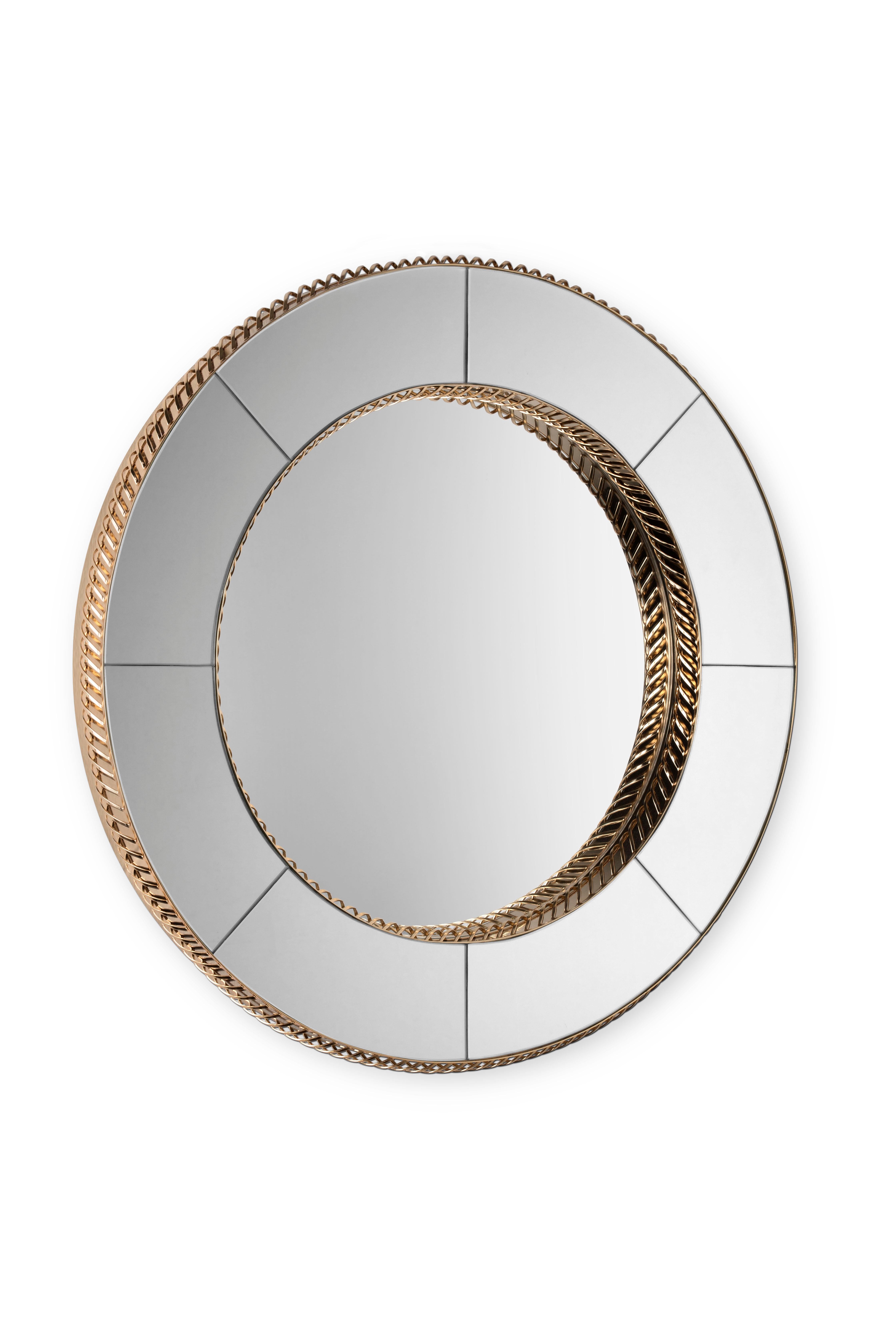 black and gold round mirror