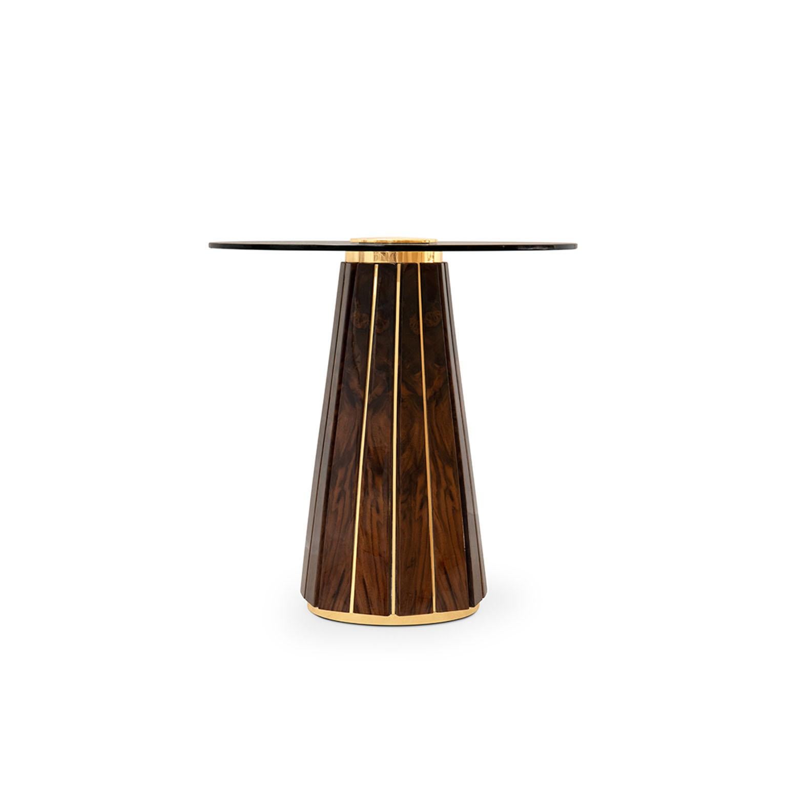 Contemporary Darian II Side Table in Black Lacquer Wood with Smoked Glass Top For Sale
