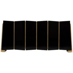 Darian Sideboard in Black Lacquer with Gold-Plated Brass Detail